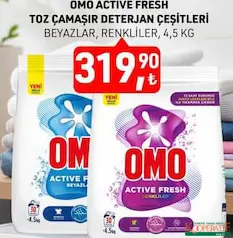 OMO ACTİVE FRESH TOZ ÇAMAŞIR DETERJANI ÇEŞİTLERİ 4,5 KG fiyat ve kampanya bilgisi